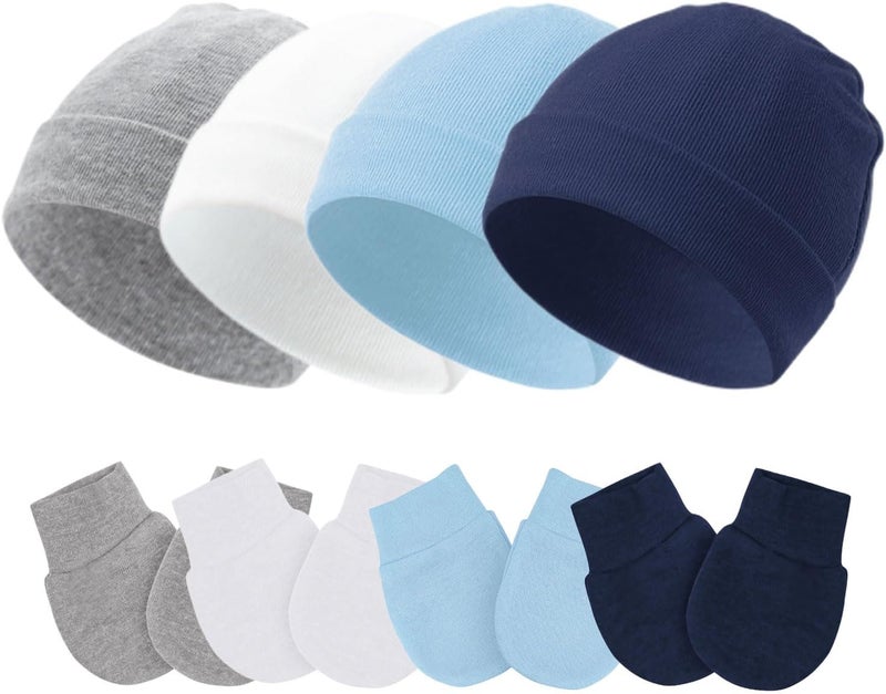 Fecawd Baby Hats and Mittens Newborn Hats Gloves Infant Beanie Soft Cap Mitten Sets for 0-6 Months Boys Girls - Image 1